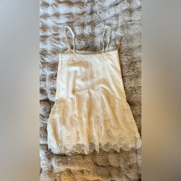 Reformation Cream Lace-Trim Slip Mini Dress - Picture 13 of 15